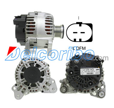 VW 03C903023G, 03C903023GX BOSCH 0986080970 LUCAS LRA02950 Alternator